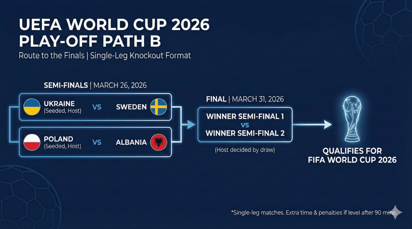 🌍 UEFA Play-off Path B: Four teams, three nights, one way out